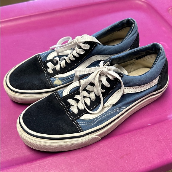 Vans Old Skool Blue and Black Low-Top Sneakers - Picture 1 of 10